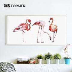 The original Flamingo paintings of modern minimalist living room sofa backdrop animal pattern frame creative Pillow 45*45cm (core) Other types Oil film laminating + low reflective organic glass