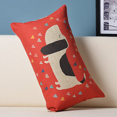 Cartoon lovely northern Europe color creative art cotton and hemp pillow pillow office sofa cushion cushion waist pillow pillow core 45× 45 pillow case without pillow core love dog waist pillow