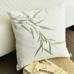 Modern Chinese cushions embroidered green bamboo pillow, dining room office room bedroom pillow, bed head back 45*45cm not inner core bamboo branch diagram
