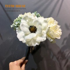 美丽的韩式高档把束银莲花 仿真花 家居饰品装饰花 白色银链花如图