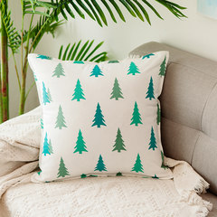 Simple park new small pine, elk pillow, cotton and linen sofa pillow cushion, office car pillow, large square pillow: 50X50cm new little pine pillow