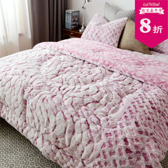 The Korea law brushed four piece American winter warm bedding Pink Plush bedding Four piece suit 1.8m (6 feet) bed