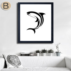 Simple black and white animal decorative painting abstract paintings framed painting Nordic restaurant wall painting, a combination of modern Home Furnishing 60*60 Simple white clean frame B Oil film laminating + low reflective organic glass
