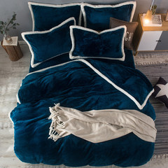 In the autumn and winter, the Nordic style is thicker and thicker, and the pure color Bei Bei Rong is a four piece set of lambskin wrapped 1.8m bed set. The bed is a Tibetan blue blue 1.5m (5 ft) bed.
