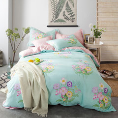 Xin Sha home textile four cotton piece cotton bedding 1.5 quilt cover sheet 1.8m simple bed 4 suites, sunset flower 1.5m (5 ft) bed