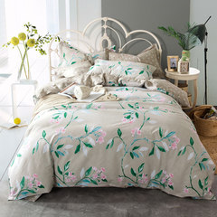 Xin Sha home textile four cotton piece cotton bedding 1.5 quilt bed sheet 1.8m simple bed 4 Suites Cui peach 1.5m (5 ft) bed