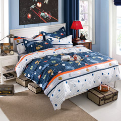 Cotton twill printing four piece blue bed sheet bedding quilt kit fun baseball 1.0m (3.3 ft) bed