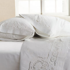 White cotton lace quilting sheets three piece | American cotton embroidery pillowcase bedding set. Dyeing flaws 220*270 1.8m (6 feet) bed