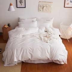 高档设计师款纯色英文刺绣全棉套件 纯棉床上用品床单三四件套 心灵旅行 1.2m（4英尺）床