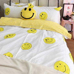 All cotton home textiles bedding four piece set pure cotton Korean Princess 1.8m bedsheet quilt 1.5m bed bed bedspread smiling bed 1.2m (4 ft) bed