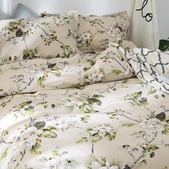 American Pastoral flower printing cotton floss Plush standard, increasing bedding suite, autumn and winter cotton four pieces Bed linen The breeze came slowly 1.5m (5 feet) bed