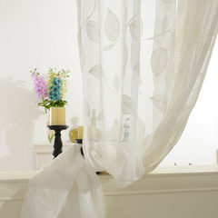 Custom American fresh high-quality imitation linen curtains all-match leaves simple window gauze special offer Without shade head + flat Big leaf vine embroidery yarn