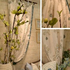 Vanilla Sky American countryside style cotton linen curtains bedroom custom curtains Without shade head + flat Lace per metre