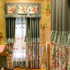 Green flower, green flower, garden, Korean style, high grade cloth, living room, bedroom, American style window curtain, finished window screen without curtain head + graceful graceful atmosphere window curtain.