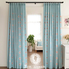 Korean country sun flower embroidery custom made curtain, small fresh living room, bedroom cartoon children's curtain You can edit it after you select it Yarn material