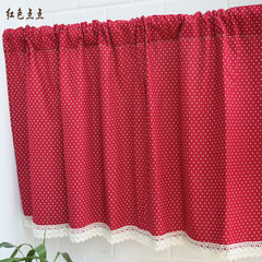 Water and jade dot multicolor pure cotton, linen, kitchen curtain, half curtain, curtain, partition curtain, wind and water curtain without curtain head + flat red dot.