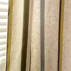 Natural system stripe processing custom curtain finished North Europe and America Summer striped master bedroom French window Take a few pieces of material a few meters away. [] Bluish green stripes