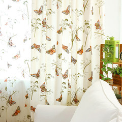 Diewu American countryside style embroidery butterfly Mianma shading curtain screens customized product window curtains Hook processing (per metre) RM-0083 Diewu cloth