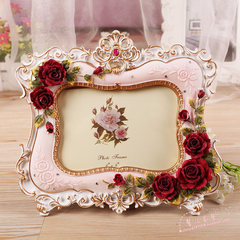 6 inch, 7 inch European style retro stereo photo frame exported to Korea carved resin, high-grade photo frame gifts Red rose Six inch red rose