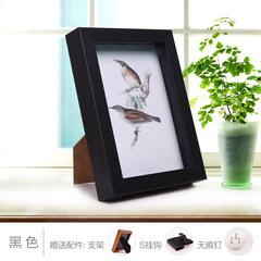 Modern simple 3D photo frame, seven inch 10 inch photo frame, creative photo frame, set frame, wall hanging Korean frame Square 12 inch hanging type can not swing Black thick 3cm hollow 1.8cm