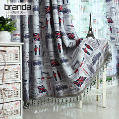 Fashion British cartoon children's room curtain boys and girls room custom made curtain products shading cloth window screen without curtain head + fan 2.5 wide *2.7 high one.