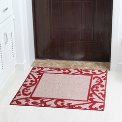 欧式风格地垫门垫入户垫 刮泥蹭土防滑门前垫 客厅地毯卧室地毯 100*150CM 红色花叶