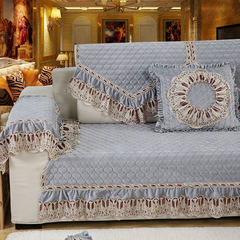 European sofa sofa, simple modern lace sofa towel, hand towel, dust prevention and release sofa cushion thickening Crystal Love grey set 45*45cm
