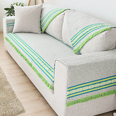 Sofa, cushion, cushion, thickening cotton thread, sofa towel, sofa cover cloth, field, blue and green belt, 90 width, customized 10cm customized price.
