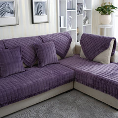 Antiskid sofa cushion Plush four seasons general simple modern backhand towel, winter full cover sofa cover, purple and fragrant blue violet 90*90cm