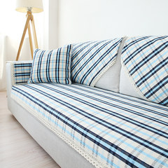 Blue Mediterranean sofa cushion, anti slip, modern fabric, four seasons universal Plaid sofa towel, cotton sofa set Cicadas summer time 110*150cm