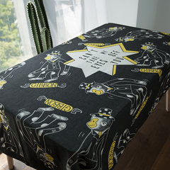 Cartoon dog, cotton and hemp table, cloth tablecloth, round table cloth, rectangular thickened original dining room coffee table, towel cloth F 140*140CM