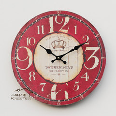 Furniture accessories european-style retro living room dining room bedroom garden clock fashion creative simple clock static clock watch 14 inches happy red