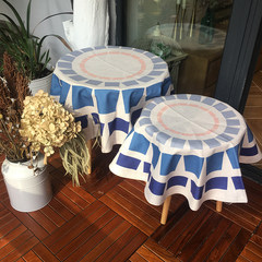 The color blue cloth cotton round small round table cloth round a few simple modern household fresh Color round tablecloth Circle of diameter 140cm