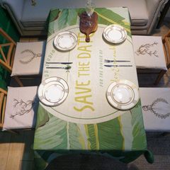 The cotton table cloth green table cloth leaves thick American Nordic pastoral table unginned leprosy Banana leaves (20~30CM on each side) 180*140cm