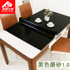 PVC soft glass, transparent tablecloth, oil free, waterproof, dining table mat, crystal board, plastic tablecloth, tea table mat, table mat, black scrub 1.0mm 80*80cm
