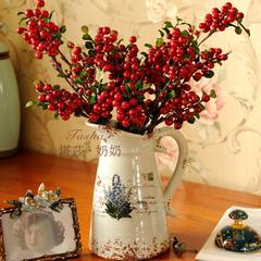 Tasha ultra red berries simulation simulation American country floral flower wedding model room decoration Red bean alone