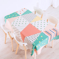 Refreshing geometry ins table cloth, fresh cotton, flax, tea table, dining table, tablecloth, cover, garden, long round table, cloth covered cloth, A.