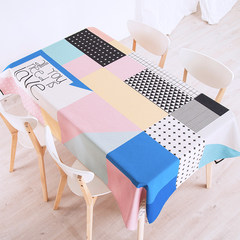 Refreshing geometry ins table cloth, fresh cotton, flax, tea table, dining table, tablecloth, cover, garden, long round table, cloth covered cloth, G.