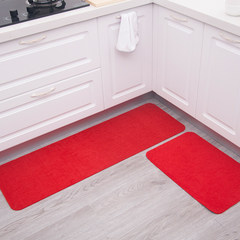 [45 gifts] kitchen floor mat long slip mat, bathroom door doormat, bedroom balcony, padded mattress 40*60+40*120CM large red solid color.