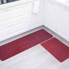 [45 gifts] kitchen floor mat long slip mat, bathroom door doormat, bedroom balcony, padded mattress 40*60+40*120CM wine red solid color