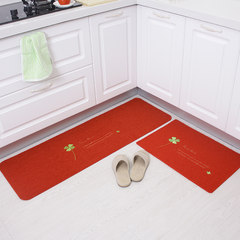 [Full 45 gifts] kitchen floor mat, long slip mat, bathroom door, absorbent doormat, bedroom balcony, padded 40*60+40*120CM, clover red.