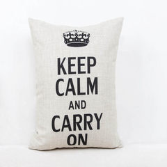 Nordic cotton linen cushion cushion Retro Black and white iron tower crown square cushion pillow without core 60cm cushion cover + pillow core cotton and hemp color letter