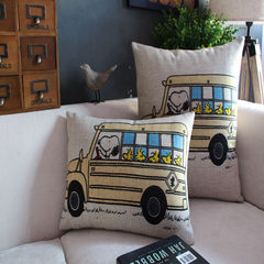 Shipping trade sweet Snoopy cotton pillow cushion on the bus car office pillow core Large square pillow: 50X50cm Snoopy school bus