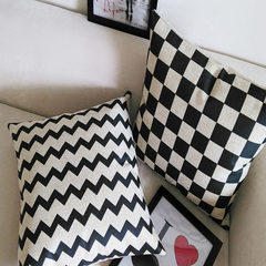 Shipping classic black and white striped Plaid Cotton sofa cushion cover British minimalist Scandinavian hug Pillowcase Large square pillow: 50X50cm Heigezi