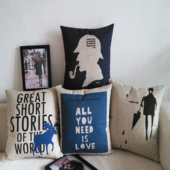 Holmes, the Beatles cartoon, the British ancient vintage cotton and linen cushion, car pillow, large pillow, 50X50cm londonrain