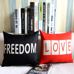 Love and freedom letter 30*45 cotton long waist pillow pillow set Nordic modern minimalist couple pillow Double faced printed 30*50cm waist Pillowcase Black Freedom
