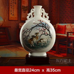 Oriental mud dehua white porcelain hand-painted vase creative household living room and study decoration/sanyangkaitai d45-67b glazing