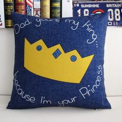 Parents' Day gifts, lovers' crowns, red and blue cars, cotton and linen pillows, pillows, pillows, sofa cushions, cored large square pillows: 50X50cm to302 blue crown.