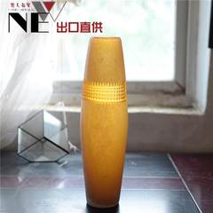 Exported to Europe and the United States sample hand carved soft ornament cylindrical glass vase Flowers model Fuguizhu High 35CM