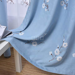 Curtain products customized children bedroom bedroom shading cloth modern simple towel embroidered flower blue curtain cloth price for one meter, a few meters to take a few meters of picture color curtain cloth